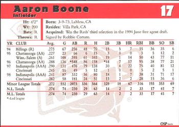 1999 Kahn's Cincinnati Reds #NNO Aaron Boone Back