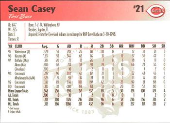 2001 Kahn's Cincinnati Reds #NNO Sean Casey Back