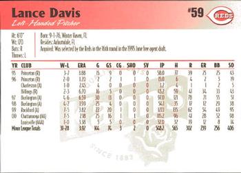 2001 Kahn's Cincinnati Reds #NNO Lance Davis Back