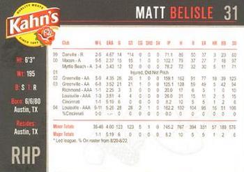 2005 Kahn's Cincinnati Reds #NNO Matt Belisle Back