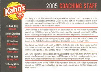 2005 Kahn's Cincinnati Reds #NNO Mark Berry / Chris Chambliss / Tom Hume / John Moses / Vern Ruhle / Randy Whisler Back