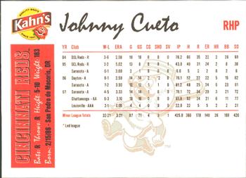 2008 Kahn's Cincinnati Reds #NNO Johnny Cueto Back