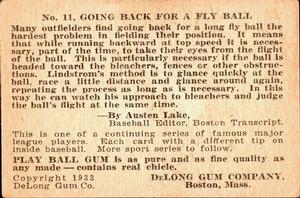 1933 DeLong Gum (R333) #11 Freddie Lindstrom Back