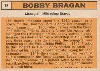 1963 Topps #73 Bobby Bragan Back