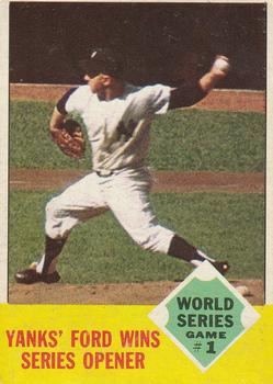 1963 Topps #142 World Series Game #1: Yanks' Ford Wins Series Opener Front
