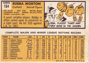 1963 Topps #164 Bubba Morton Back