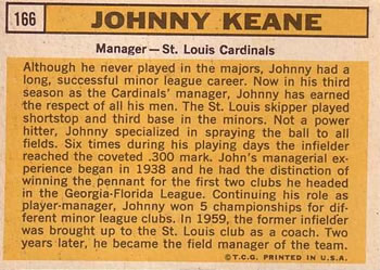 1963 Topps #166 Johnny Keane Back