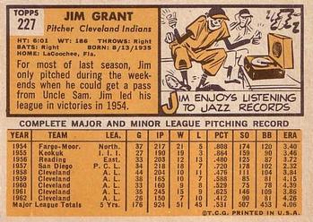 1963 Topps #227 Jim Grant Back
