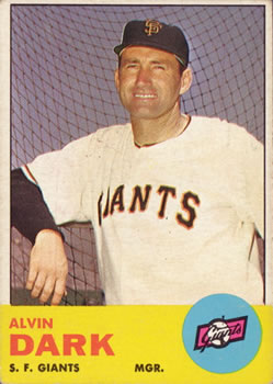 1963 Topps #258 Alvin Dark Front