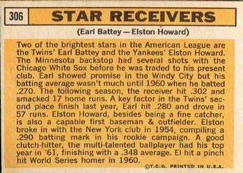 1963 Topps #306 Star Receivers (Earl Battey / Elston Howard) Back