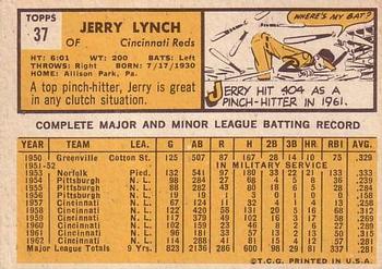 1963 Topps #37 Jerry Lynch Back