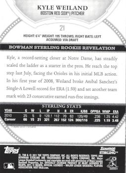 2011 Bowman Sterling #21 Kyle Weiland Back