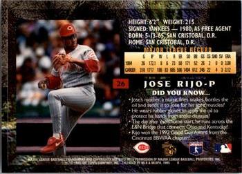 1995 Topps Embossed #26 Jose Rijo Back