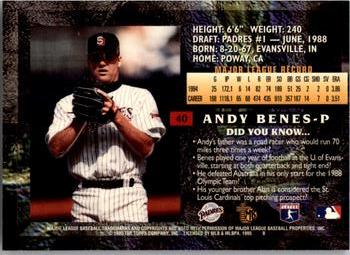 1995 Topps Embossed #40 Andy Benes Back