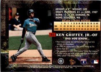 1995 Topps Embossed #51 Ken Griffey Jr. Back