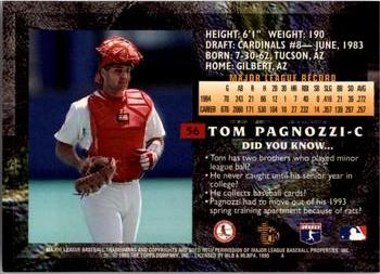 1995 Topps Embossed #56 Tom Pagnozzi Back