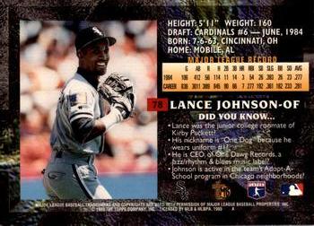 1995 Topps Embossed #78 Lance Johnson Back
