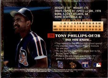 1995 Topps Embossed #79 Tony Phillips Back