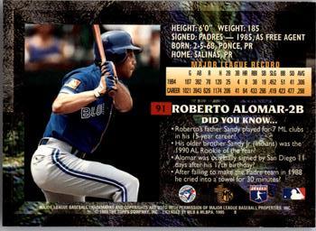 1995 Topps Embossed #91 Roberto Alomar Back