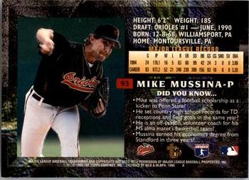 1995 Topps Embossed #93 Mike Mussina Back
