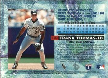 1995 Topps Embossed #100 Frank Thomas Back