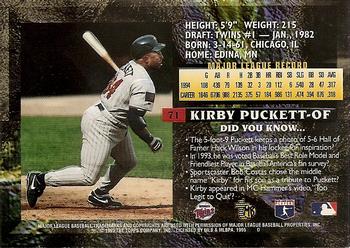 1995 Topps Embossed #71 Kirby Puckett Back
