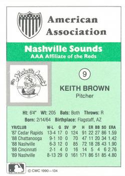 1990 CMC Nashville Sounds #9 Keith Brown Back