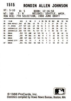 1988 ProCards #1515 Ron Johnson Back
