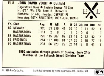 1990 ProCards Eastern League All-Stars #EL8 Jack Voigt Back