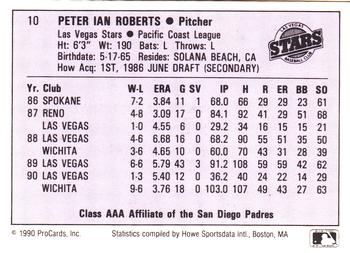 1990 ProCards AAA #10 Pete Roberts Back