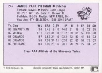 1990 ProCards AAA #247 Park Pittman Back