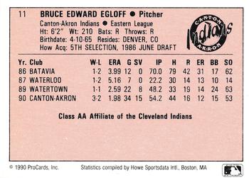1990 ProCards A and AA #11 Bruce Egloff Back