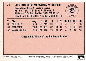 1990 ProCards A and AA #24 Luis Mercedes Back