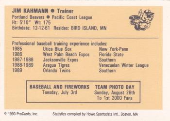 1990 ProCards #NNO Jim Kahmann Back