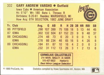 1990 ProCards #332 Gary Varsho Back