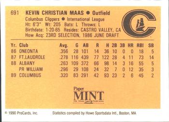 1990 ProCards #691 Kevin Maas Back