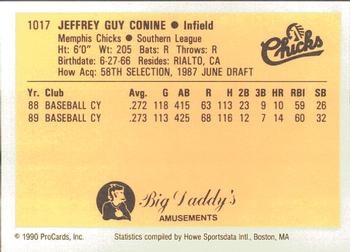 1990 ProCards #1017 Jeff Conine Back