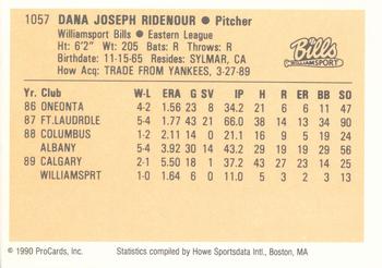 1990 ProCards #1057 Dana Ridenour Back