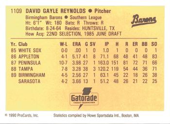 1990 ProCards #1109 Dave Reynolds Back