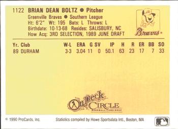 1990 ProCards #1122 Brian Boltz Back