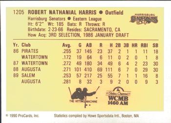 1990 ProCards #1205 Robert Harris Back