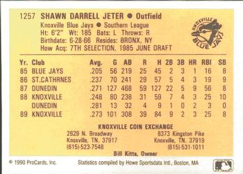1990 ProCards #1257 Shawn Jeter Back