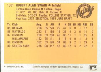 1990 ProCards #1301 Rob Swain Back