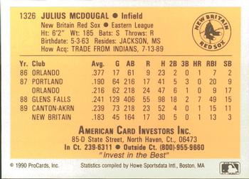 1990 ProCards #1326 Julius McDougal Back