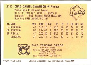 1990 ProCards #2152 Chad Swanson Back