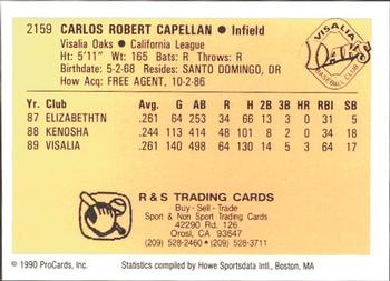 1990 ProCards #2159 Carlos Capellan Back