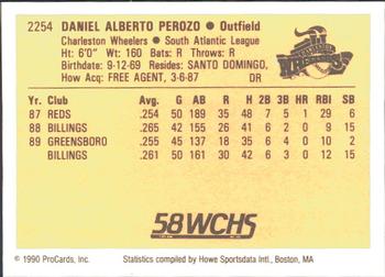 1990 ProCards #2254 Danny Perozo Back