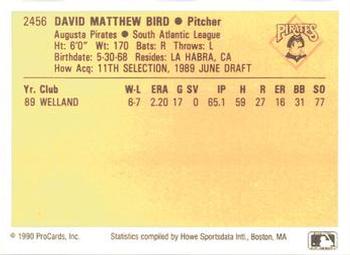 1990 ProCards #2456 David Bird Back