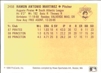 1990 ProCards #2458 Ramon Martinez Back