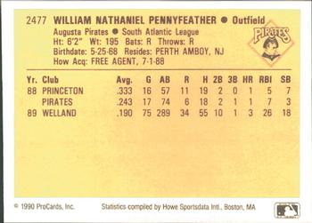 1990 ProCards #2477 William Pennyfeather Back